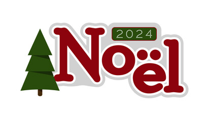 sticker titre noel Noël 2024 avec Sapin