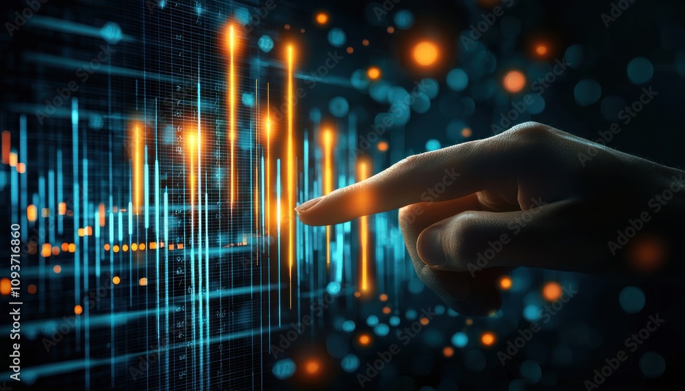 Poster Hand Interacting with Digital Data Display