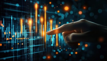 Hand Interacting with Digital Data Display