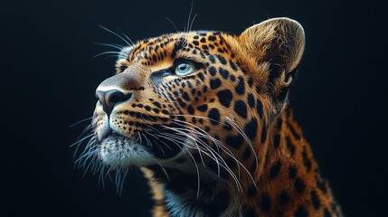 Obraz premium Side view of a realistic leopard, suitable for digital art and graphic design, featuring a transparent background.