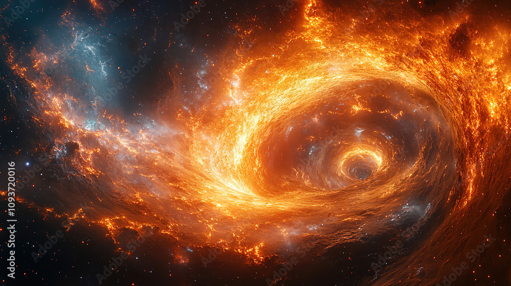 Poster swirling cosmic nebula showcases vibrant colors and dynamic patterns in the depths of space. generat