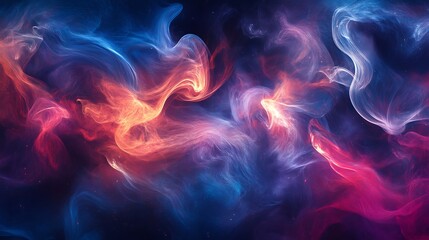 Fototapeta premium Abstract swirls of vibrant blue, orange, and pink hues create a mesmerizing cosmic dreamscape. A stunning blend of color and light.