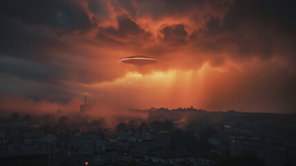 Fototapeta premium UFO over a town