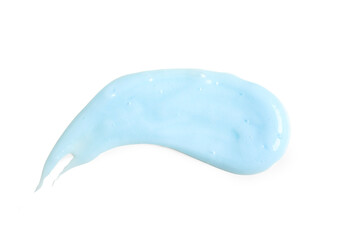 Smear of blue cosmetic cream on white background