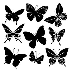 Vector Black Butterfly Silhouettes Collection 