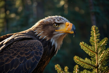 A beautiful eagle searching for the meal