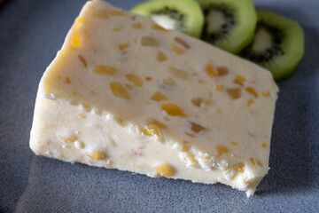 Cow cheese from England, Yorkshire Wensleydale with Mango and Ginger Cheese