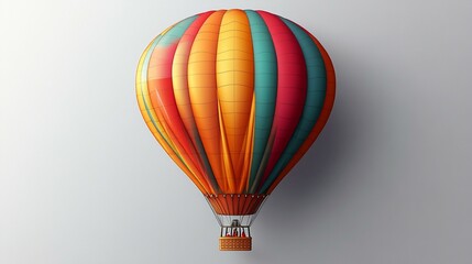 Naklejka premium Colorful hot air balloon flying high, ideal for travel visuals and creative design projects on a transparent background.