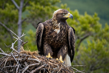 Fototapeta premium A beautiful eagle searching for the meal