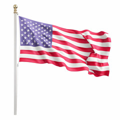 Fototapeta premium Realistic American Flag Waving in the Breeze, Symbol of Freedom and Patriotism on a Clear Day, Capturing the Spirit of the United States of America with Vibrant Colors