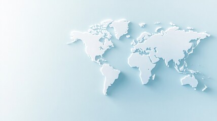 Minimalist world map on light background: elegant global connectivity theme