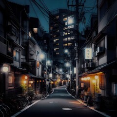 Japan Street In The Night