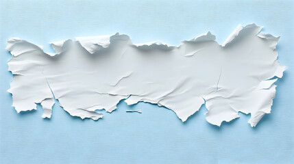 Torn Paper Edge on Light Blue Background, Texture and Design Element for Creative Projects, Presentation, and Artistic Purposes Featuring Wrinkled Edges