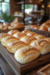 Artisan Bread Display with Rustic Brick Wall