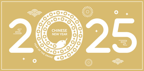 Chinese New Year 2025, Year of the Snake. Red Snake illustration. Chinese zodiac Snake symbol. Lunar New Year background, banner, poster, greeting card.