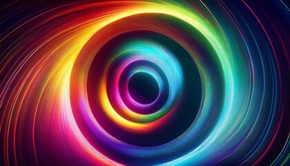 Obraz premium abstract blurred multicolor neon lights swirl in a circular motion resembling a turbine windmill or wind wheel during a party night creating a vibrant title background pattern