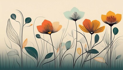 minimalist abstract line art of flowers generative ai
