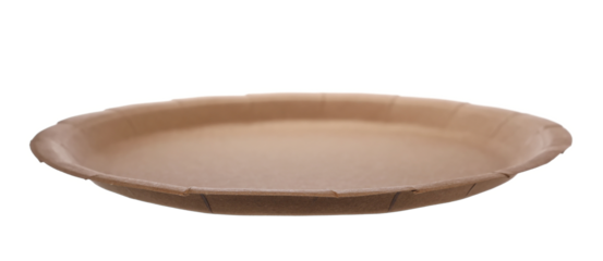 Cardboard disposable plate, isolated on white, eco friendly, clipping path	