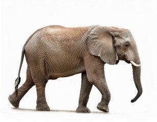 Fototapeta premium there is a large elephant walking across a white background