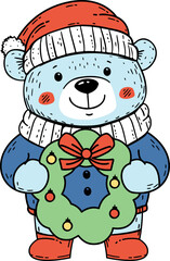 Cute Christmas Bear Illustration