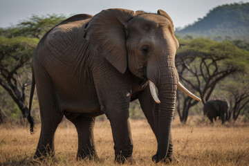Obraz premium A Elephant in the savanna 
