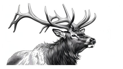 Majestic stag with impressive antlers standing gracefully in a tranquil forest setting. Generative AI