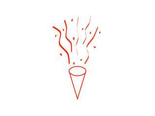 アイソメトリックフラットパーティークラッカーアイコン：赤単色C