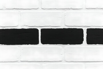 Textured White and Black Brick Wall Design with Distinctive Horizontal Stripes, Ideal for Modern Decor, Art Background and Creative Interior Styles