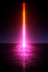 Vibrant and radiant light with flare light, bursting from the horizon in a gradient of warm colors, blending into a cooler night sky, with a magical and festive holiday feel