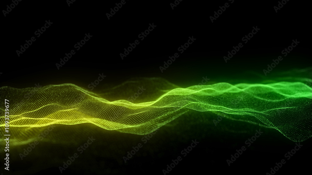 Aufkleber dynamic green wave of particles and lines. abstract futuristic background. big data visualization. 3