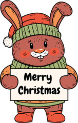 Cute Christmas Bunny Illustration