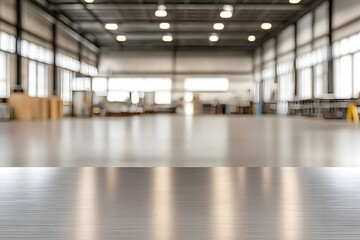 Fototapeta premium Blurred Background of an Industrial Workshop – A Dynamic Scene Highlighting Tools, Machinery, and Craftsmanship in Action