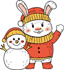 Cute Christmas Bunny Illustration
