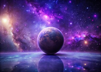 Obraz premium A Beautifully Lonely Purple Planet Surrounded by Stars and Cosmic Dust, Capturing the Essence of Isolation in a Vast Universe with High Depth of Field Clarity and Detail