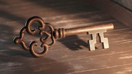 A key that has the letter t inscribed on it for identification purposes