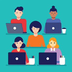 group of business people working together design on a white background