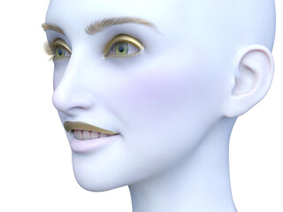 女性の顔アップ　3DCGレンダリング