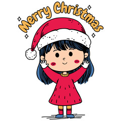 a Smiling Girl Dressed as Santa Claus celebrates Christmas