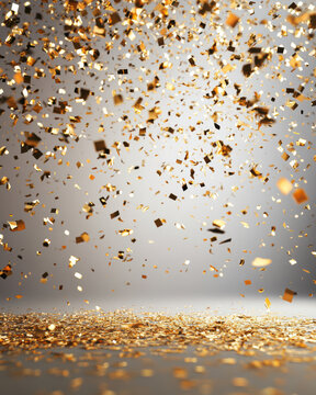 Gold confetti in the air