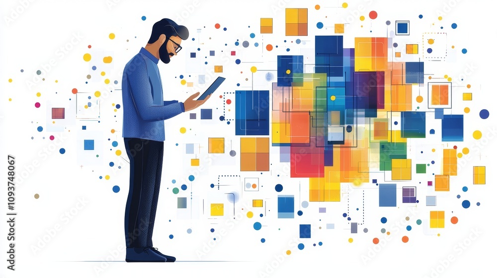 Poster exploring leadership skills in hrm through digital innovation a visual insight into modern business 