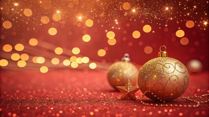 Fototapeta premium Christmas Ornaments and Glitter Bokeh Lights in a Warm, Magical Holiday Scene, Captured in High-Resolution with Soft Focus and Sparkling Details V7