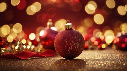 Christmas Ornaments and Glitter Bokeh Lights in a Warm, Magical Holiday Scene, Captured in High-Resolution with Soft Focus and Sparkling Details V14