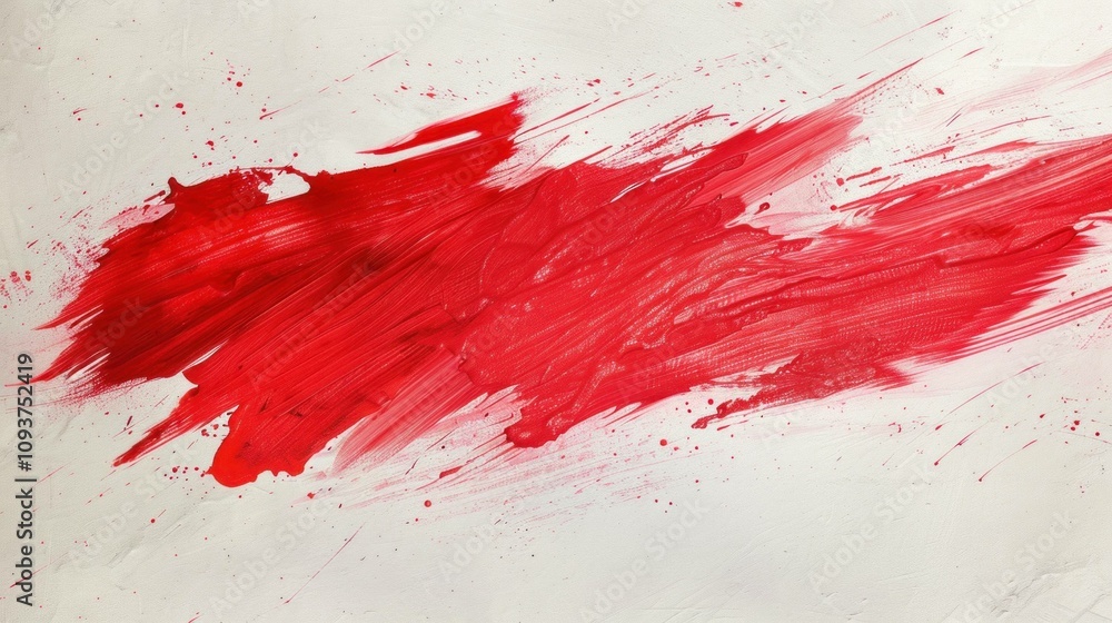 Poster abstract red brushstroke on a white background, creating a bold and dynamic visual impact. ideal for