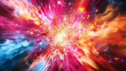 Fototapeta premium Cosmic energy bursts on a minimalist background, Clean white space for text