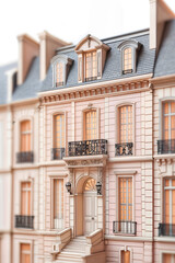 Obraz premium Building model made of cut and folded paper, very detailed, parisian haussmann building, street