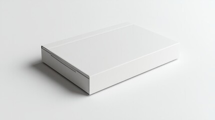 Naklejka premium A slim, foldable box with a clean matte surface and sharp edges, lying on a plain white backdrop
