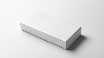 Fototapeta premium A slim, foldable box with a clean matte surface and sharp edges, lying on a plain white backdrop