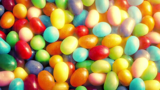 Bright Colorful Candy Beans Rotating Closeup