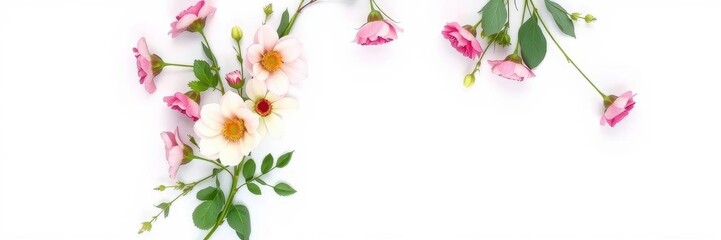 A vertical greeting card mockup template with a blank white card, surrounded by flowers and greenery, greeting card, white, customizable