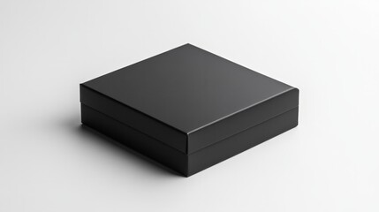A square matte black box with sharp, clean lines, perfectly centered on a white background